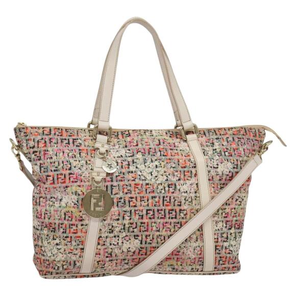 FENDI Zucchino Canvas Tote Bag Multicolor Gold - Picture 1 of 13